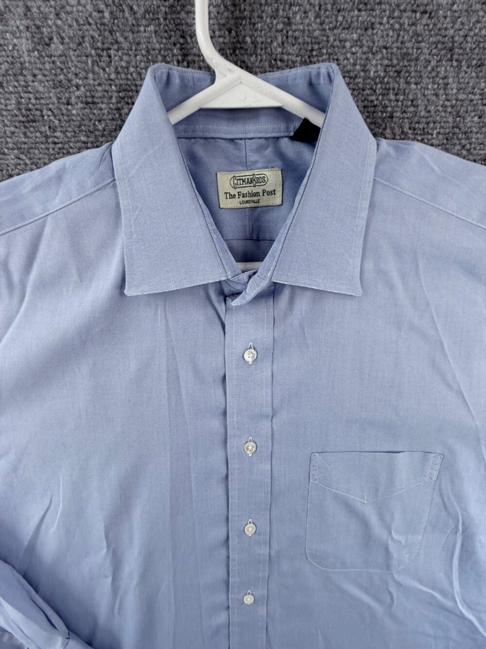 Gitman Bros USA 16.5 34 All Cotton Point Blue Long Sleeve Button Up Men Shirt